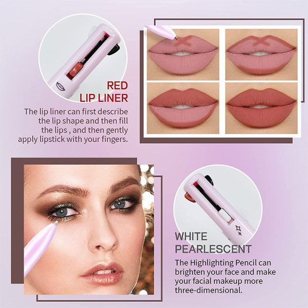 4-in-1 Waterproof Makeup Pen – Eyebrow, Lip Liner, Highlighter & Eyeliner